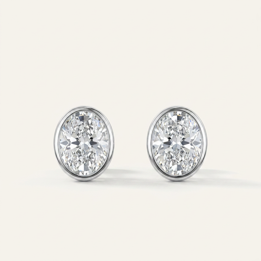 Moissanite 1.00 CT Oval Cut Diamond Stud Earrings (V4)