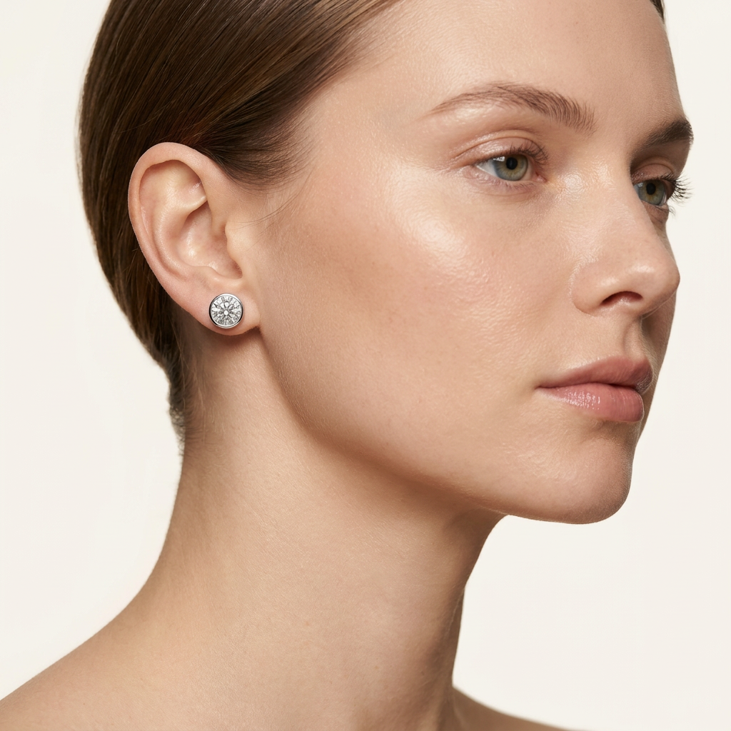 Moissanite 1.00 CT Round Cut Diamond Stud Earrings (V4)