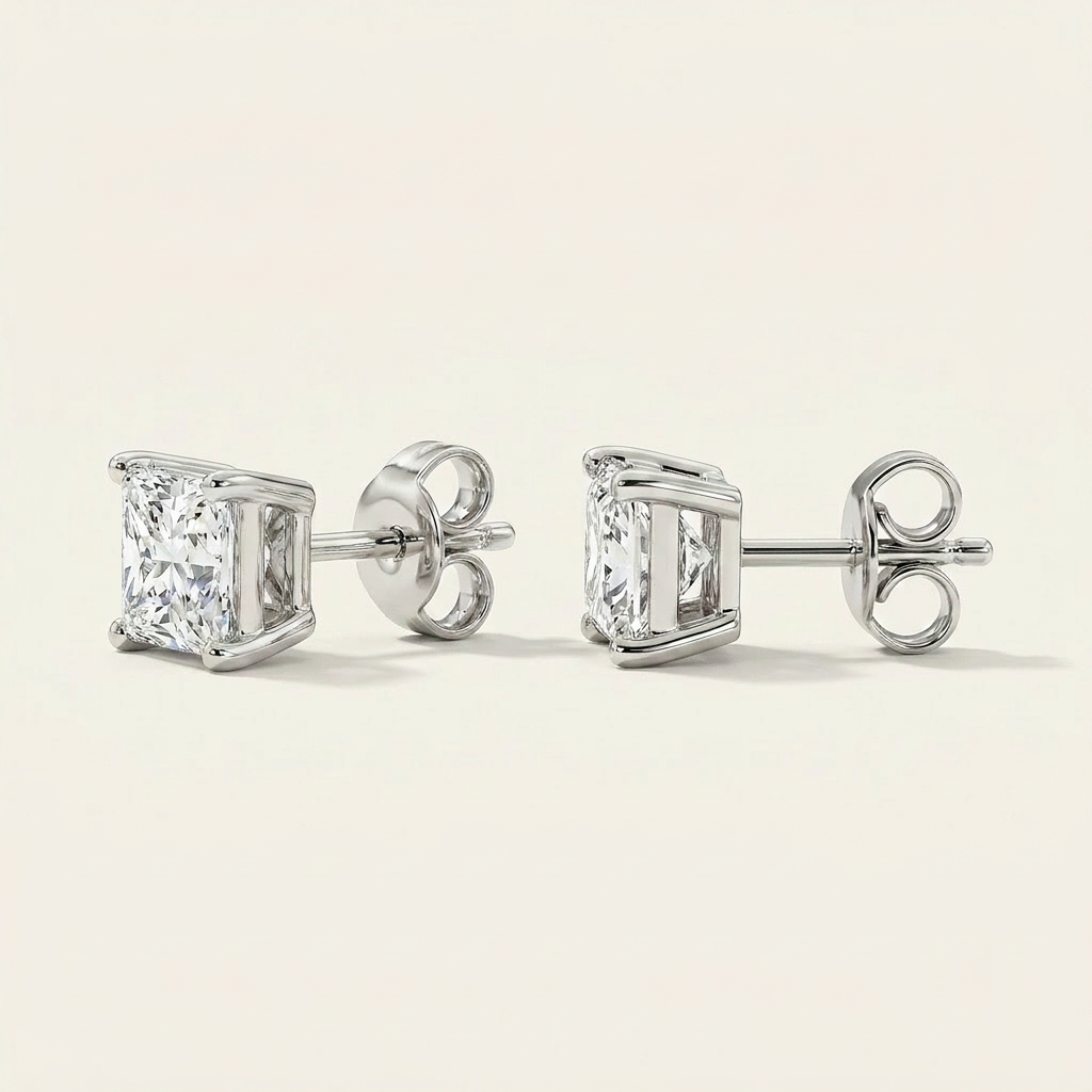 Moissanite 2.00 CT Asscher Cut Diamond Stud Earrings