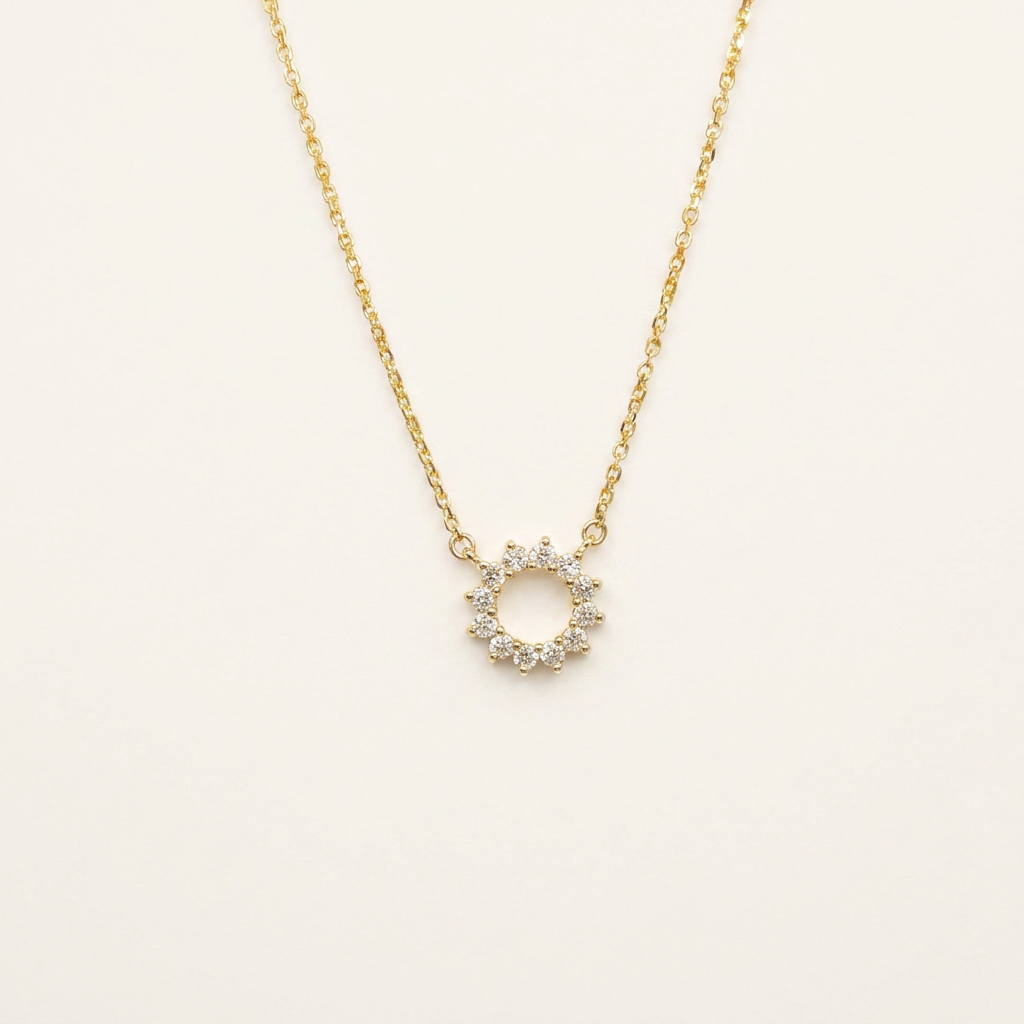Moissanite 0.25 CT Round Cut Diamond Circle Pendant Necklace