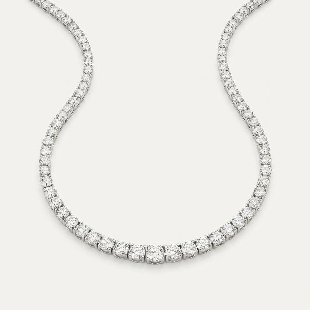 Moissanite 48.00 CT Round Cut Diamond Tennis Necklace