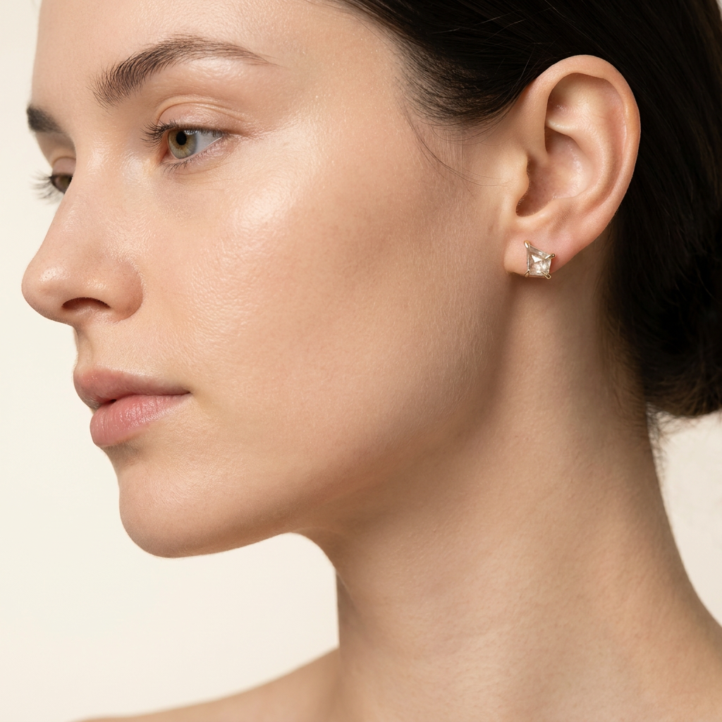 0.31 CT Kite Cut Salt and Pepper Diamond Stud Earrings