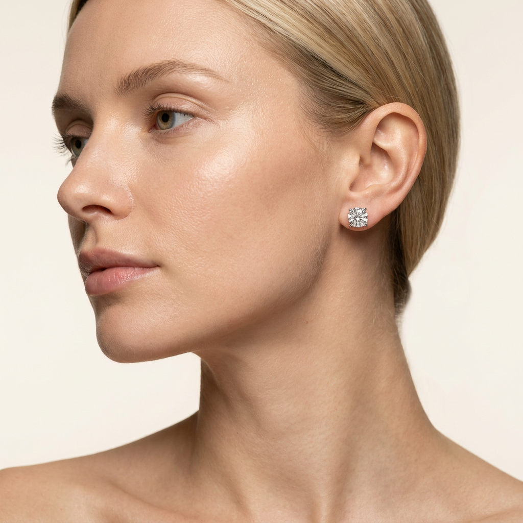 Moissanite 1.00 CT Cushion Cut Diamond Stud Earrings