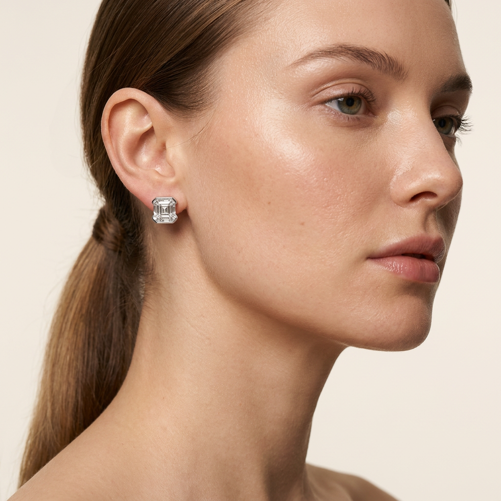Moissanite 1.00 CT Asscher Cut Diamond Stud Earrings