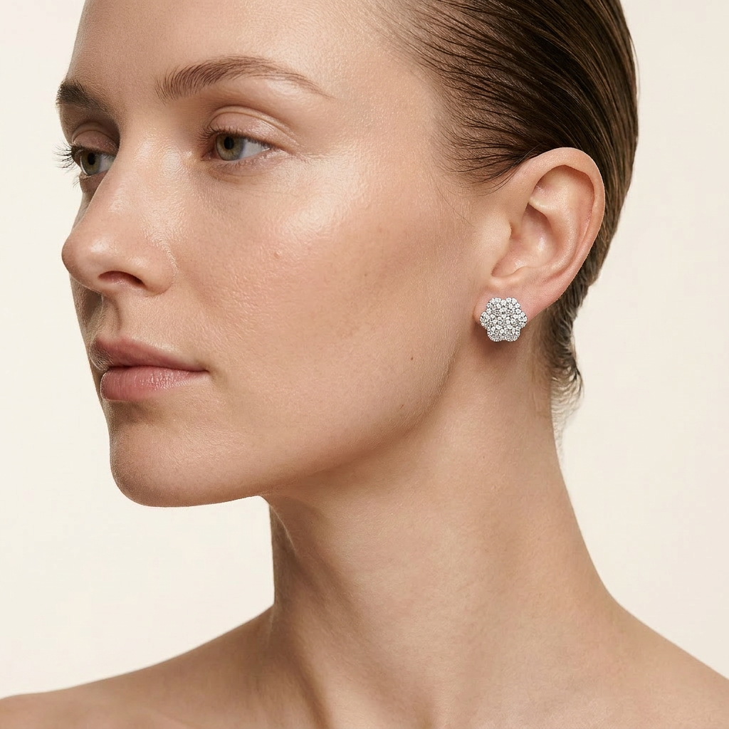 Moissanite 1.22 CT Round Cut Diamond Stud Earrings