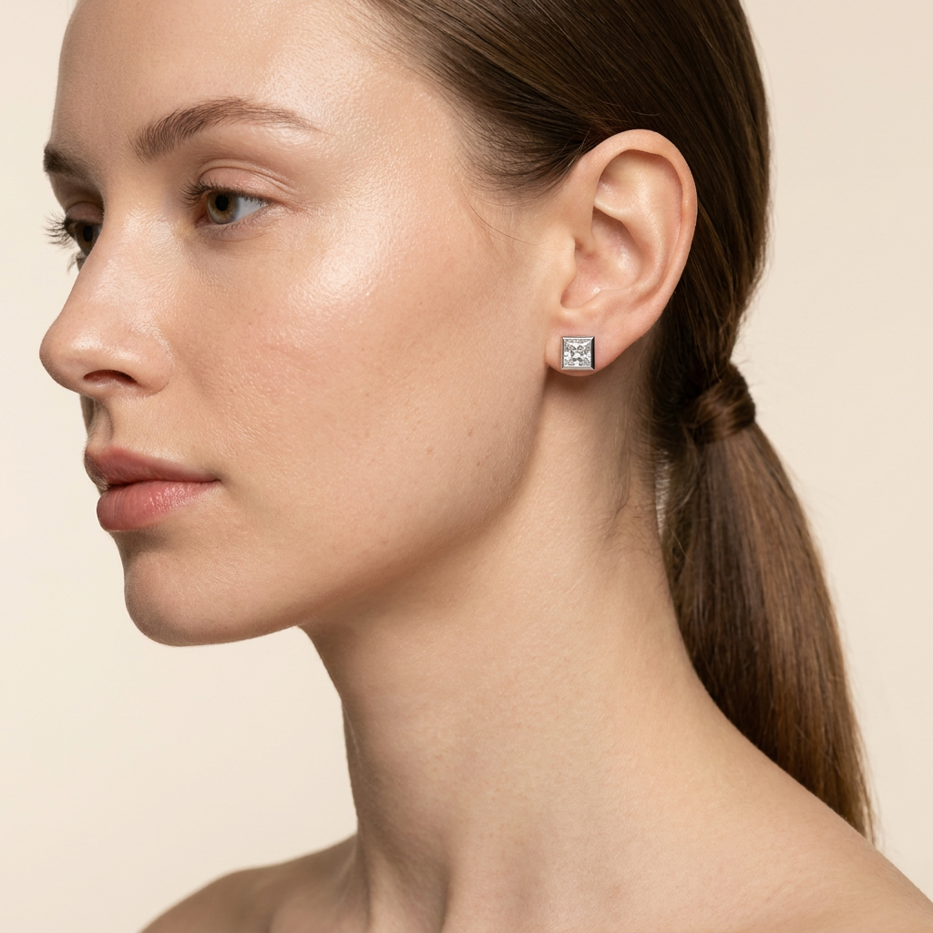 Moissanite 1.00 CT Princess Cut Diamond Stud Earrings