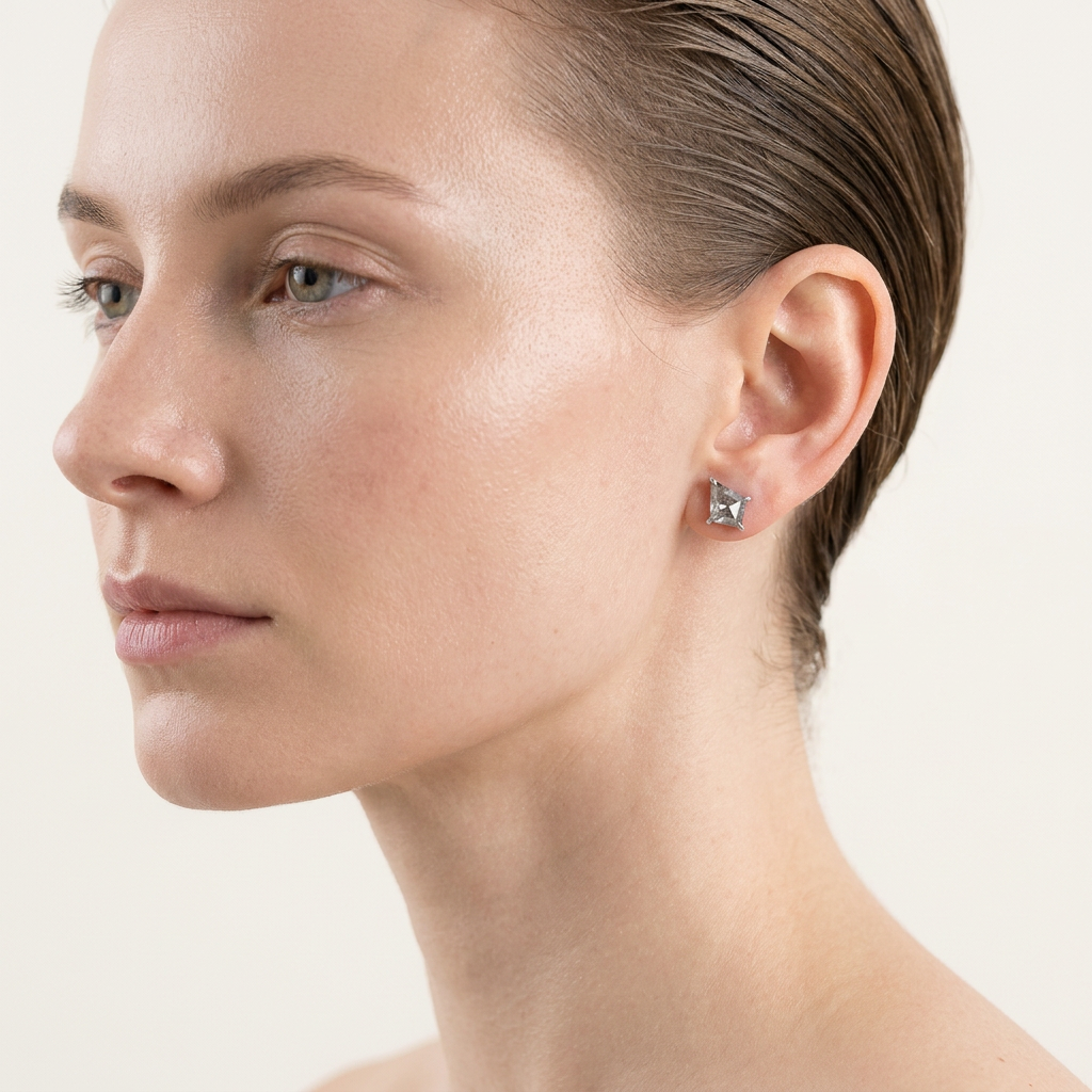 0.61 CT Kite Cut Salt and Pepper Diamond Stud Earrings (V2)