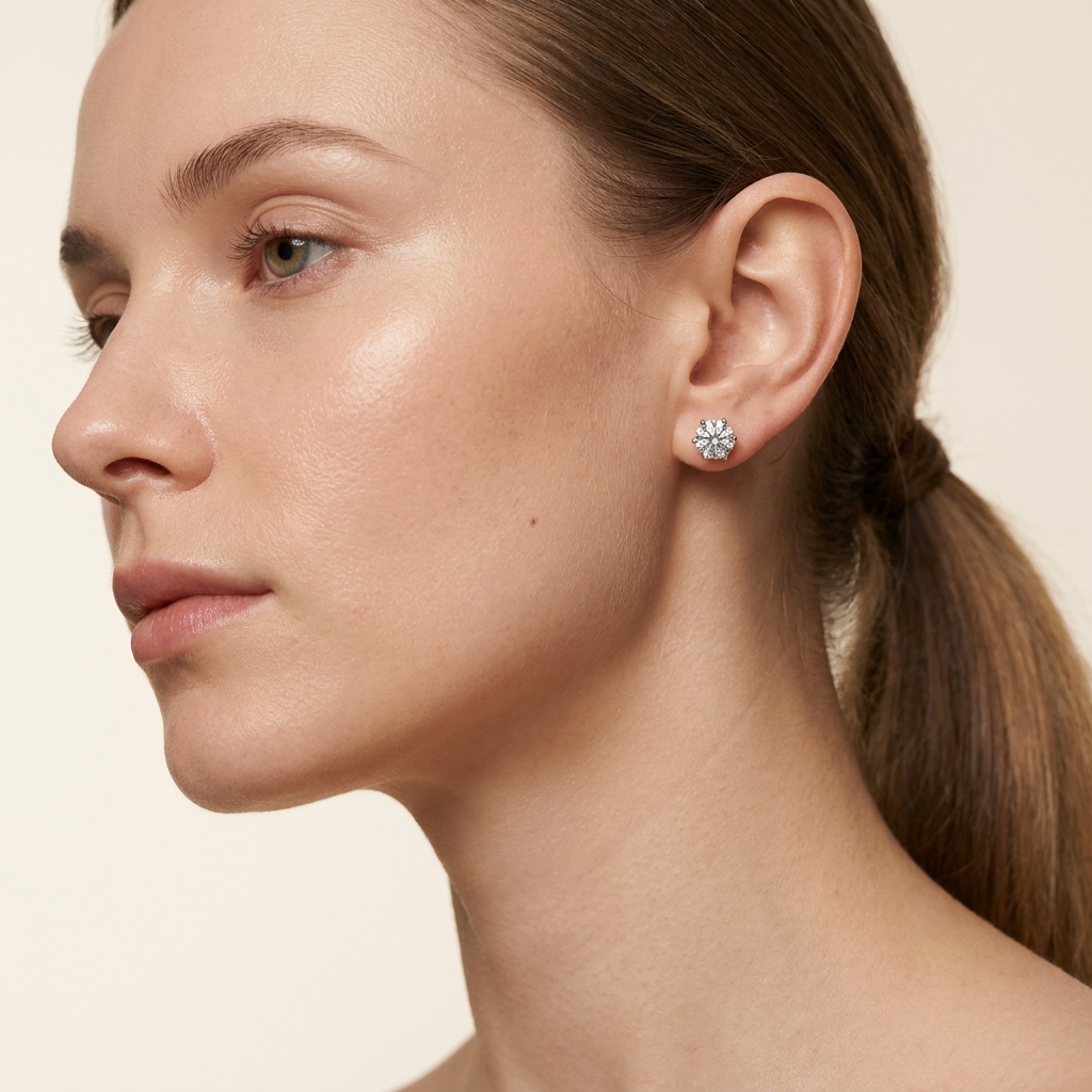 Moissanite 3.00 CT Round Cut Diamond Stud Earring