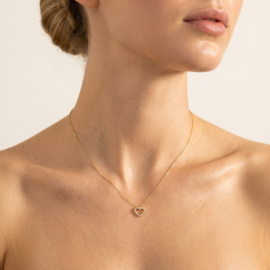 Moissanite 0.30 CT Round Cut Diamond Heart Necklace (V1)