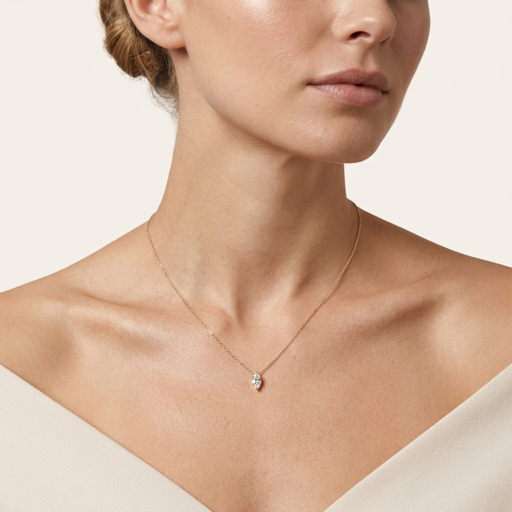 Moissanite 0.25 CT Marquise Cut Diamond Solitaire Necklace