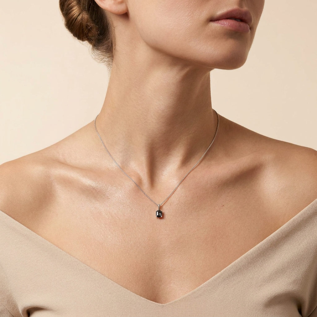0.67 CT Hexagon Cut Salt and Pepper Diamond Necklace (V1)