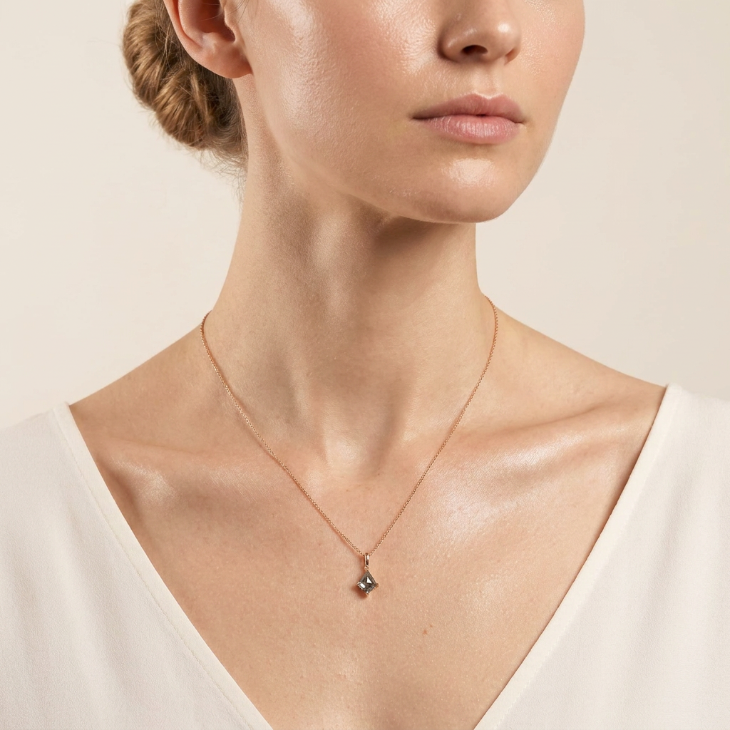 0.76 CT Kite Cut Salt and Pepper Diamond Necklace