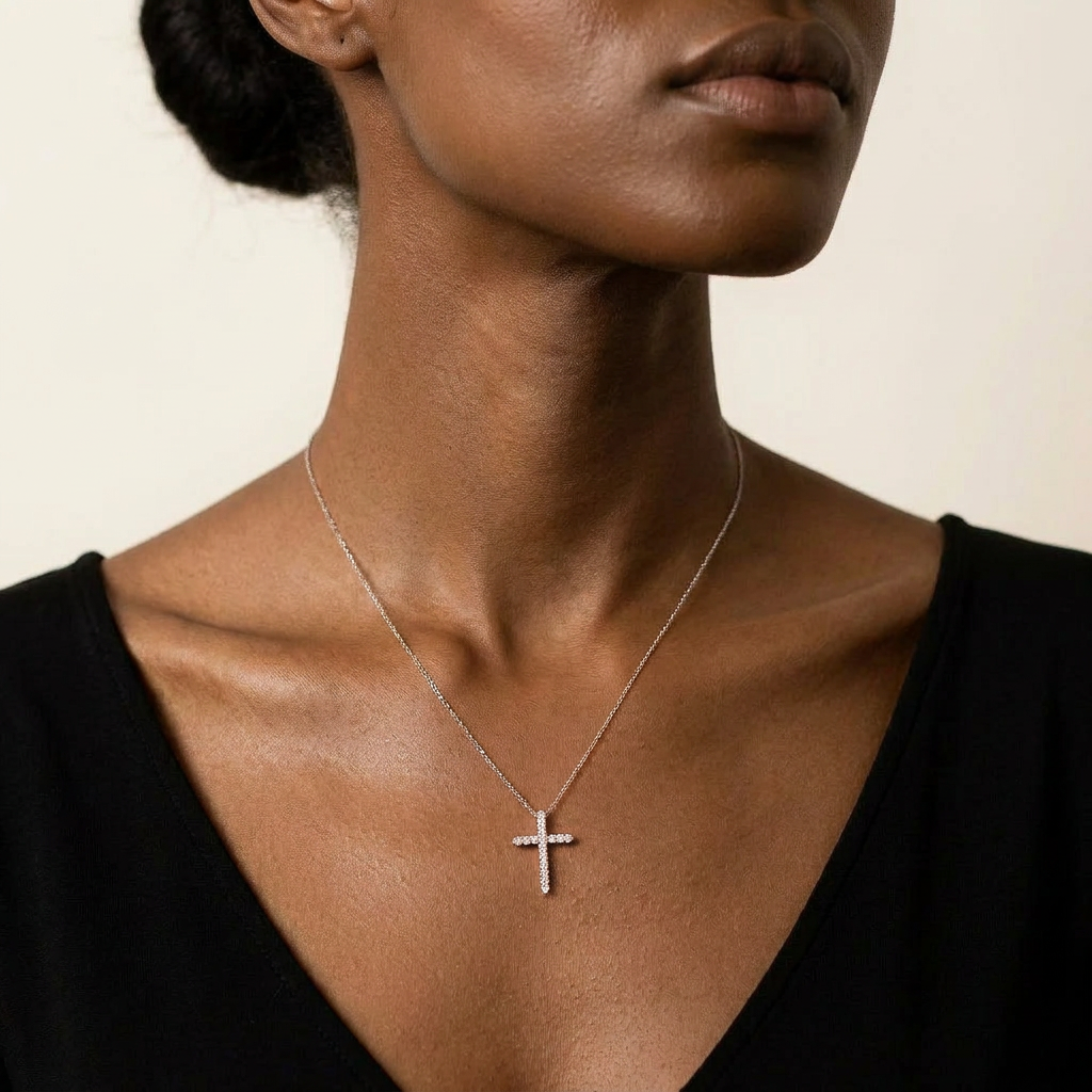 Moissanite 2.00 CT Round Cut Diamond Cross Necklace