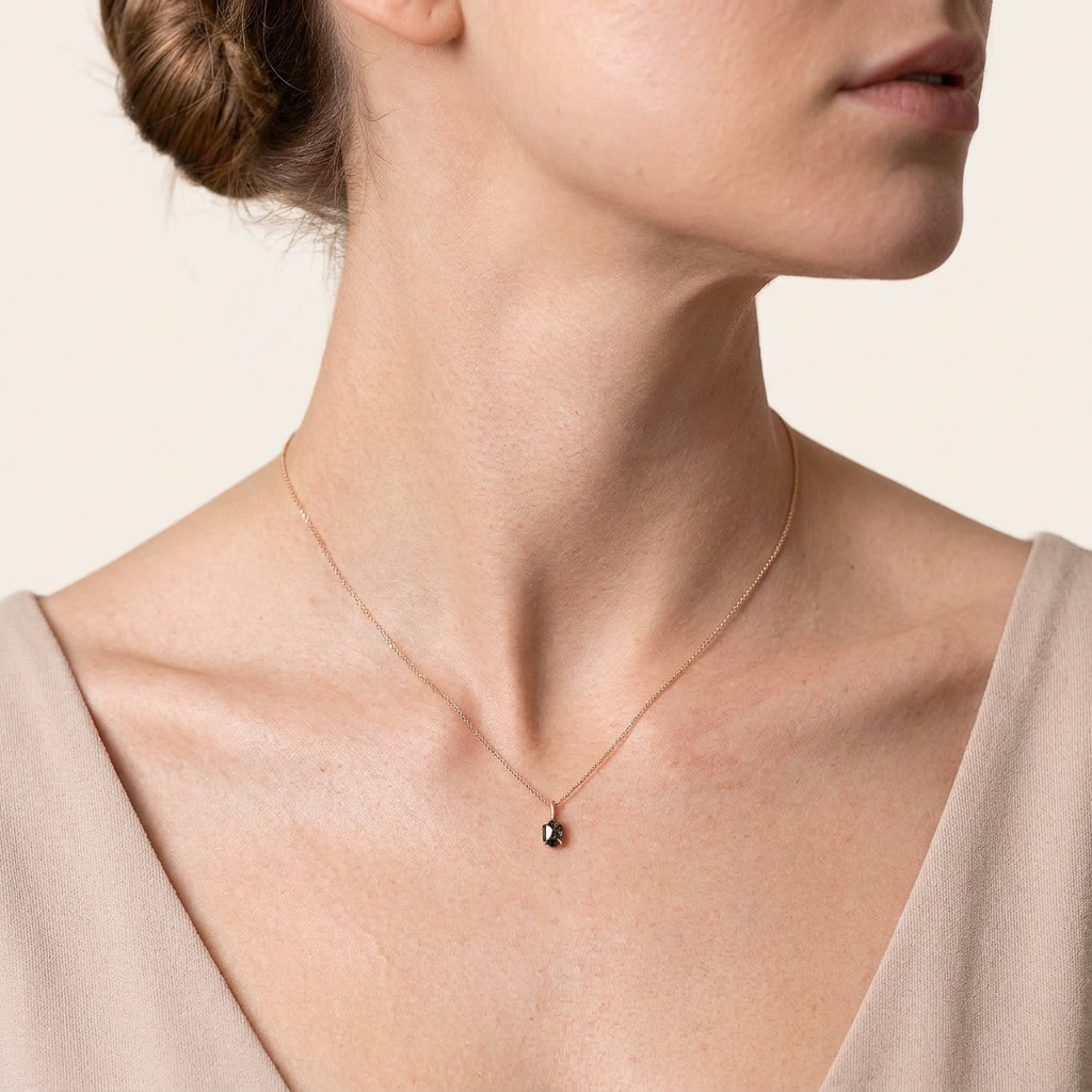 0.70 CT Hexagon Cut Salt and Pepper Diamond Necklace
