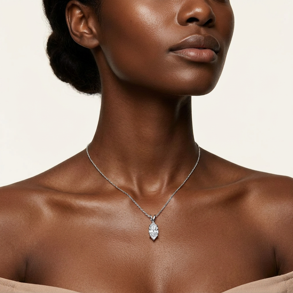 Moissanite 1.00 CT Marquise Cut Diamond Solitaire Necklace