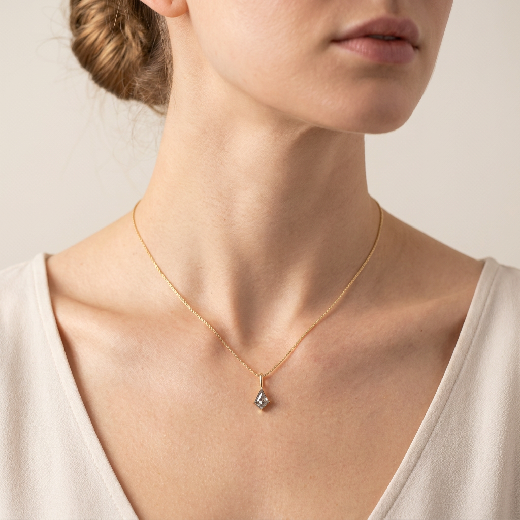 0.78 CT Kite Cut Salt and Pepper Diamond Necklace