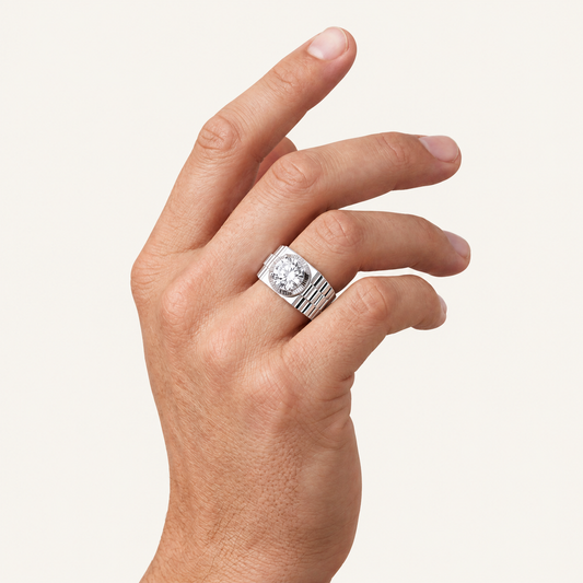 Lab Grown Diamond 2.00 CT Round Cut Men's Ring