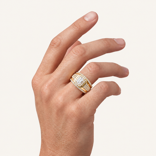Lab Grown Diamond 2.00 CT Emerald Cut Halo Cluster Men's Ring