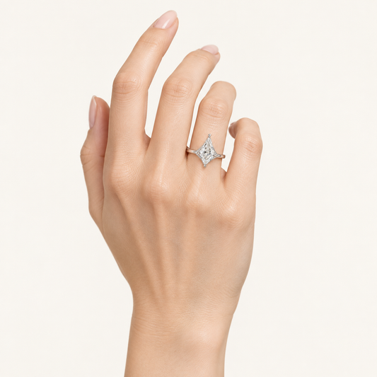 Moissanite 1.45 CT Kite Cut Solitaire Ring