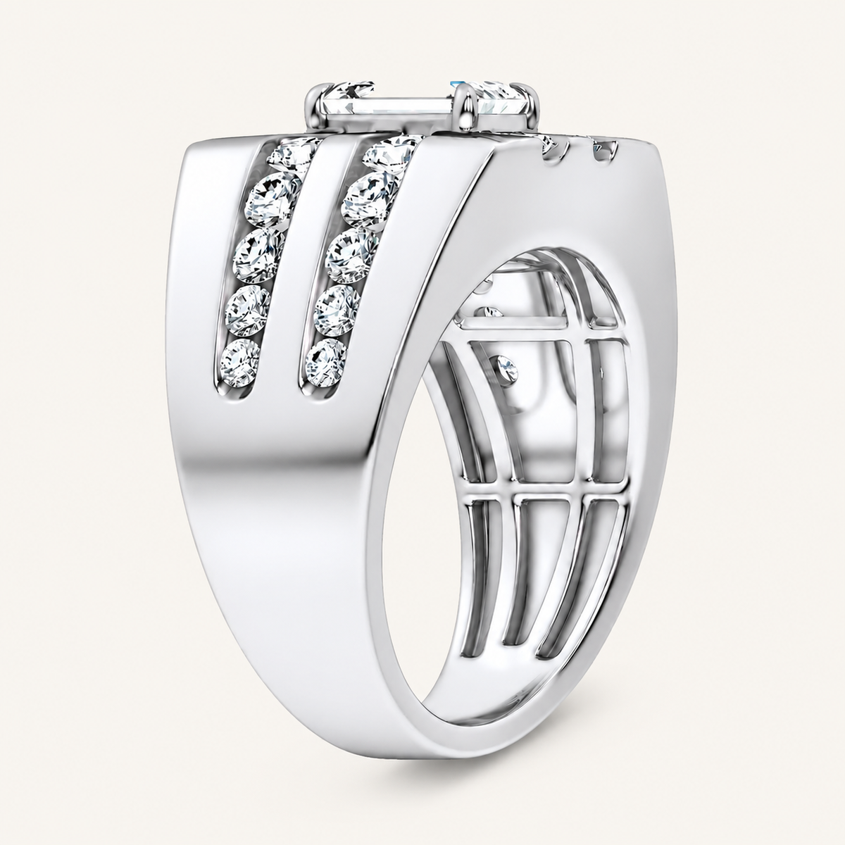 Lab Grown Diamond 3.00 CT Emerald Cut Men's Ring