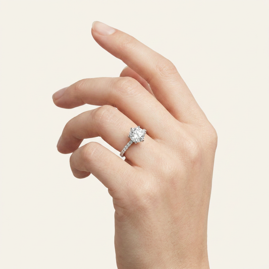 Moissanite 1.35 CT Round Cut Diamond Solitaire Ring