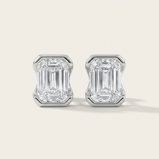 Moissanite 1.00 CT Emerald Cut Diamond Stud Earrings (V1)
