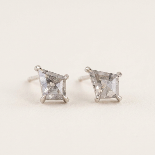 0.61 CT Kite Cut Salt and Pepper Diamond Stud Earrings (V2)