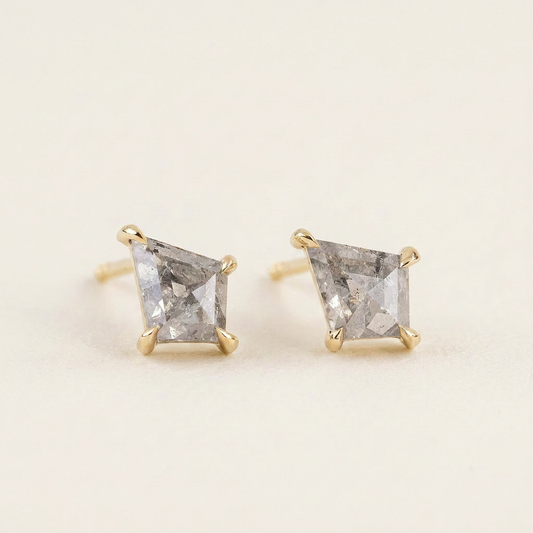 0.61 CT Kite Cut Salt and Pepper Diamond Stud Earrings (V2)