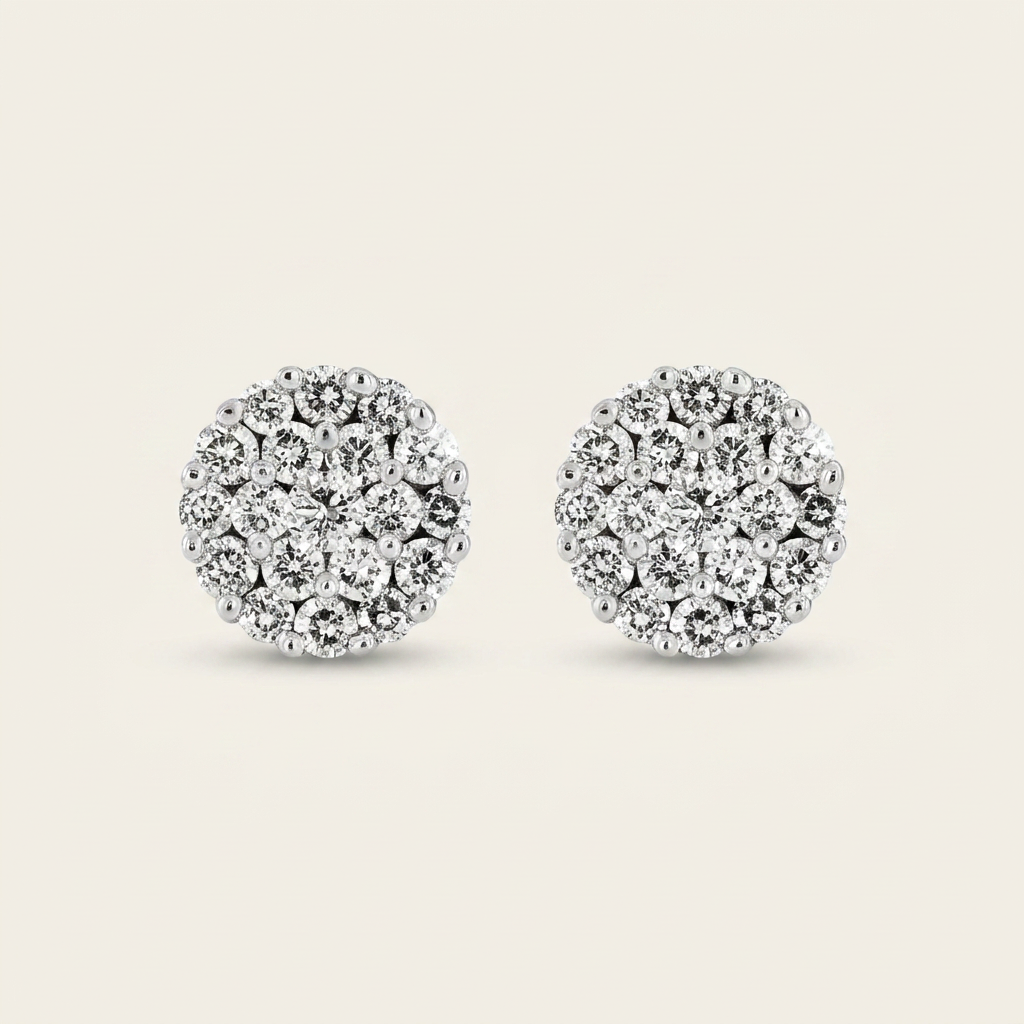 Moissanite 2.00 CT Round Cut Diamond Stud Earrings
