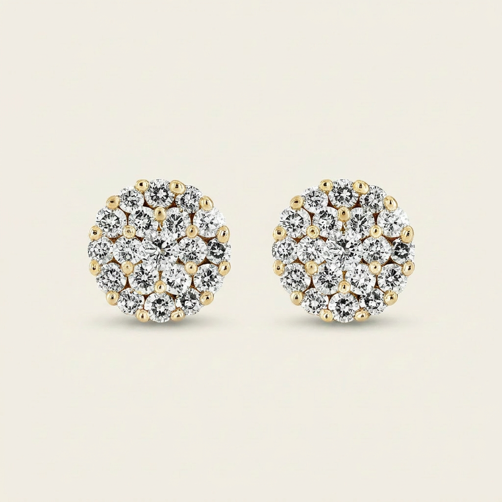 Moissanite 2.00 CT Round Cut Diamond Stud Earrings