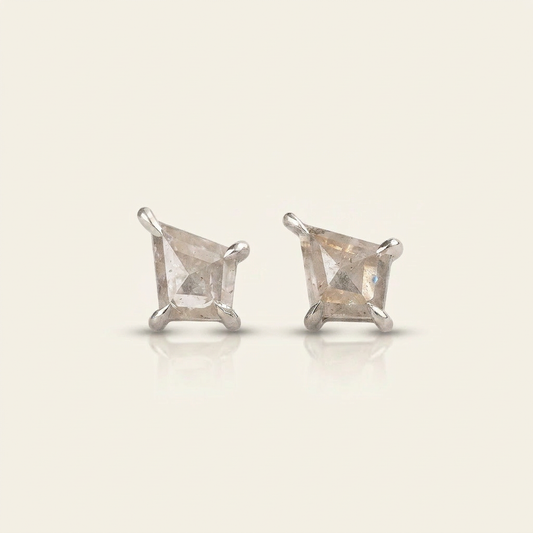 0.31 CT Kite Cut Salt and Pepper Diamond Stud Earrings