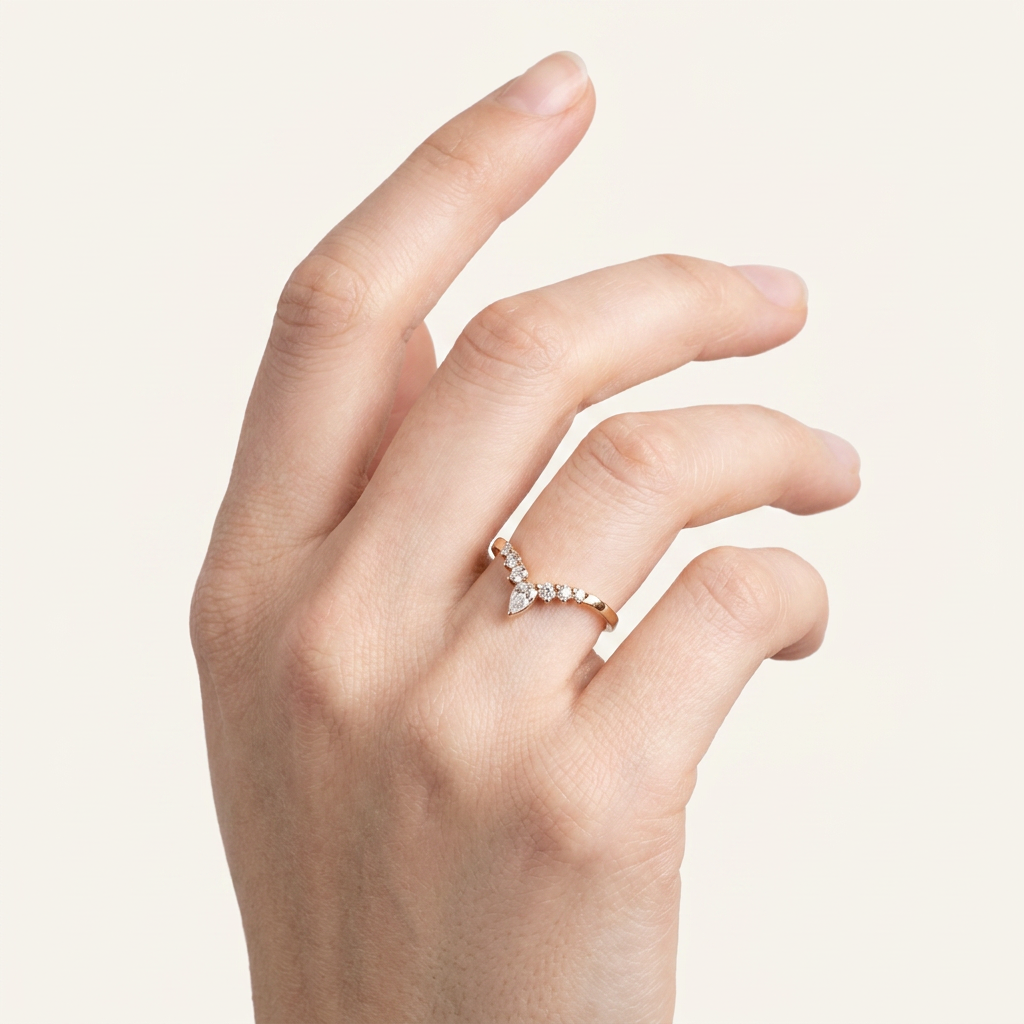 Moissanite 0.36 CT Pear & Round Cut Diamond Ring