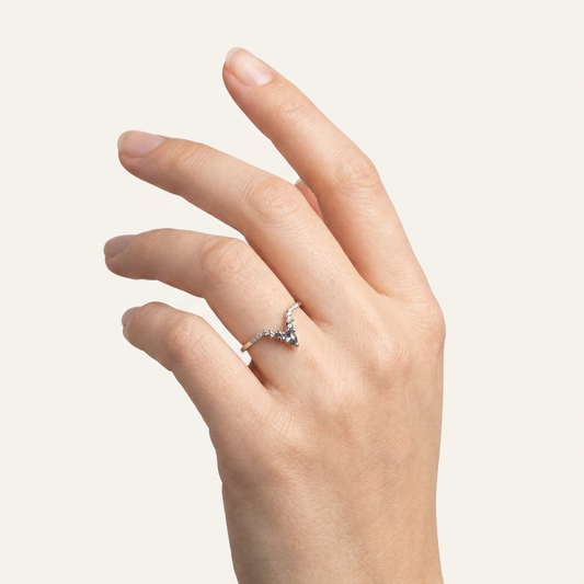 0.40 CT Pear & Round Cut Salt and Pepper Diamond Ring