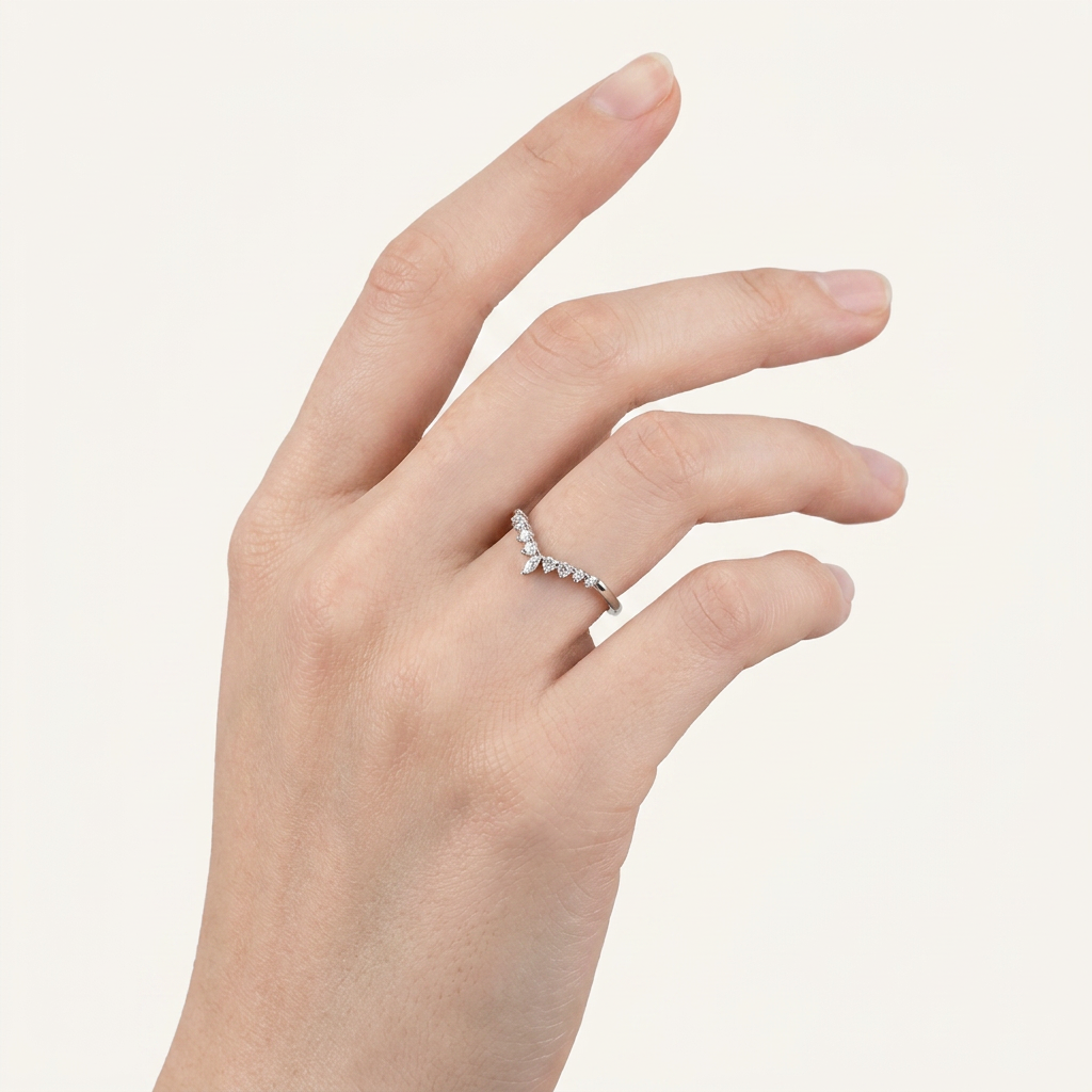 Moissanite 0.22 CT Marquise & Round Cut Diamond Ring