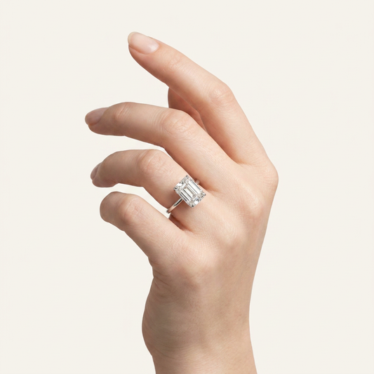Moissanite 2.40 CT Emerald Cut Diamond Solitaire Ring