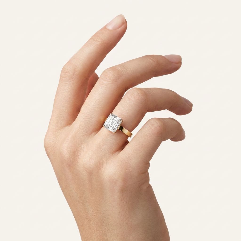Moissanite 2.35 CT Asscher Cut Diamond Solitaire Ring
