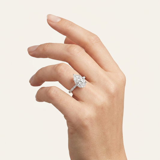 Moissanite 2.17 CT Pear Cut Diamond Solitaire Ring
