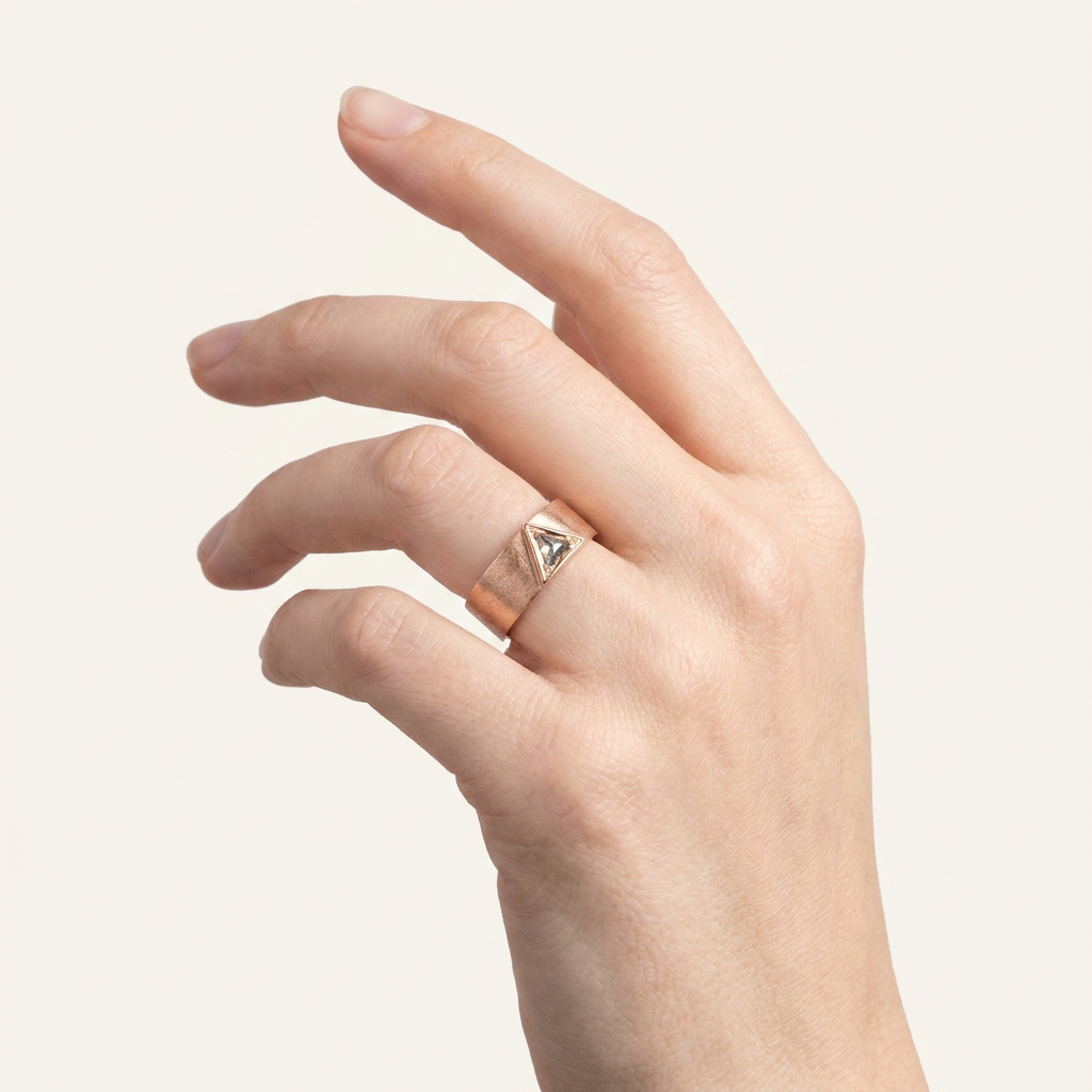 0.05 CT Triangle Cut Salt and Pepper Diamond Ring (V-Pepper)