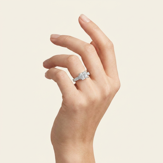 Moissanite 4.63 CT Princess & Baguette Cut Diamond Cluster Ring