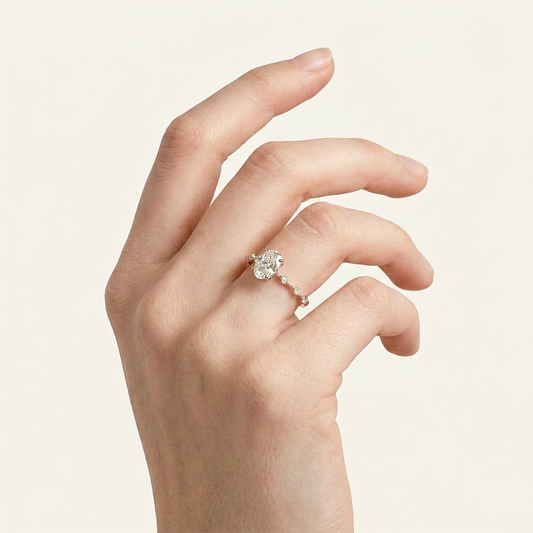 Moissanite 3.00 CT Oval & Round Cut Diamond Solitaire Ring (V-Avantgarde)