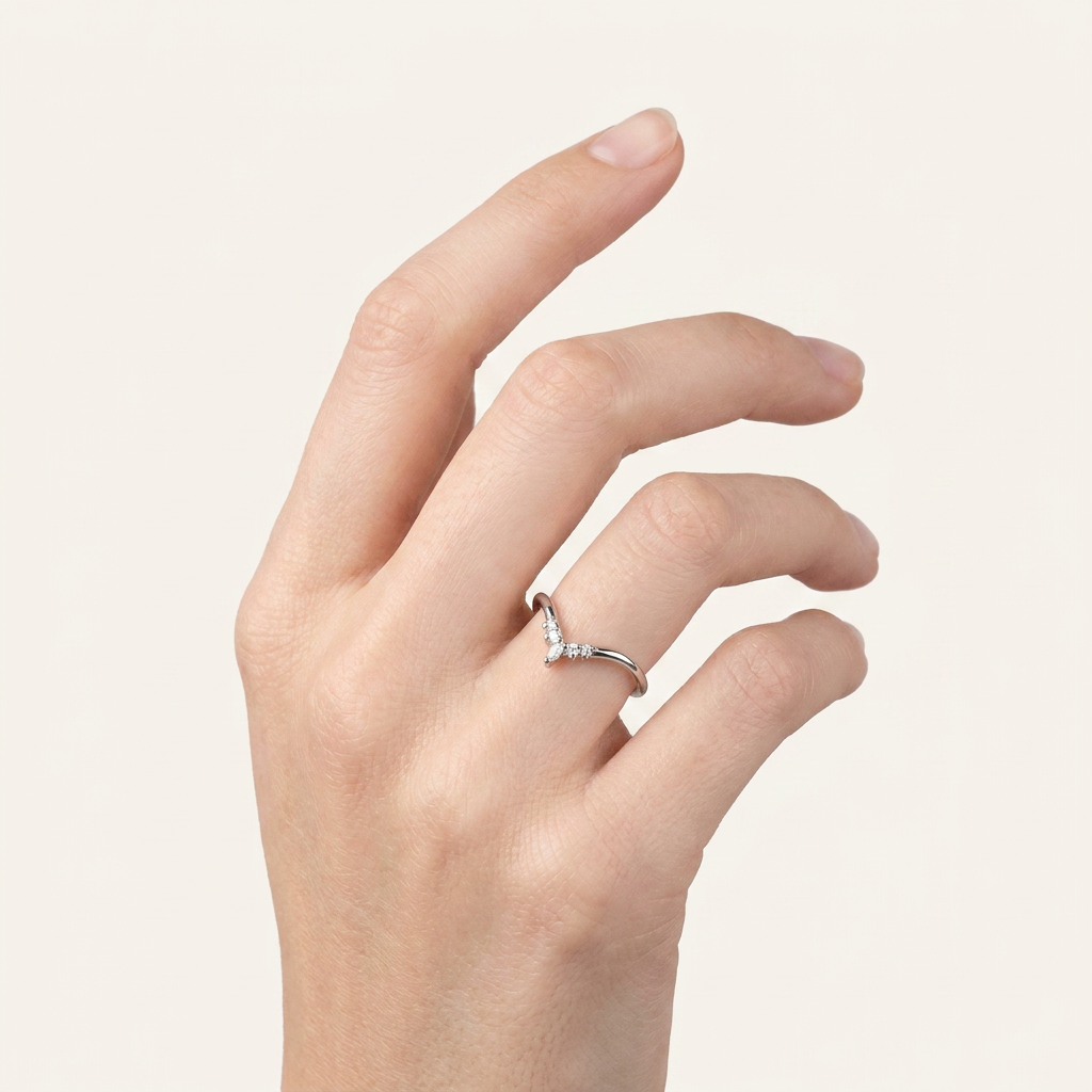 Moissanite 0.12 CT Marquise & Round Cut Diamond Ring (V-Artnouveau)