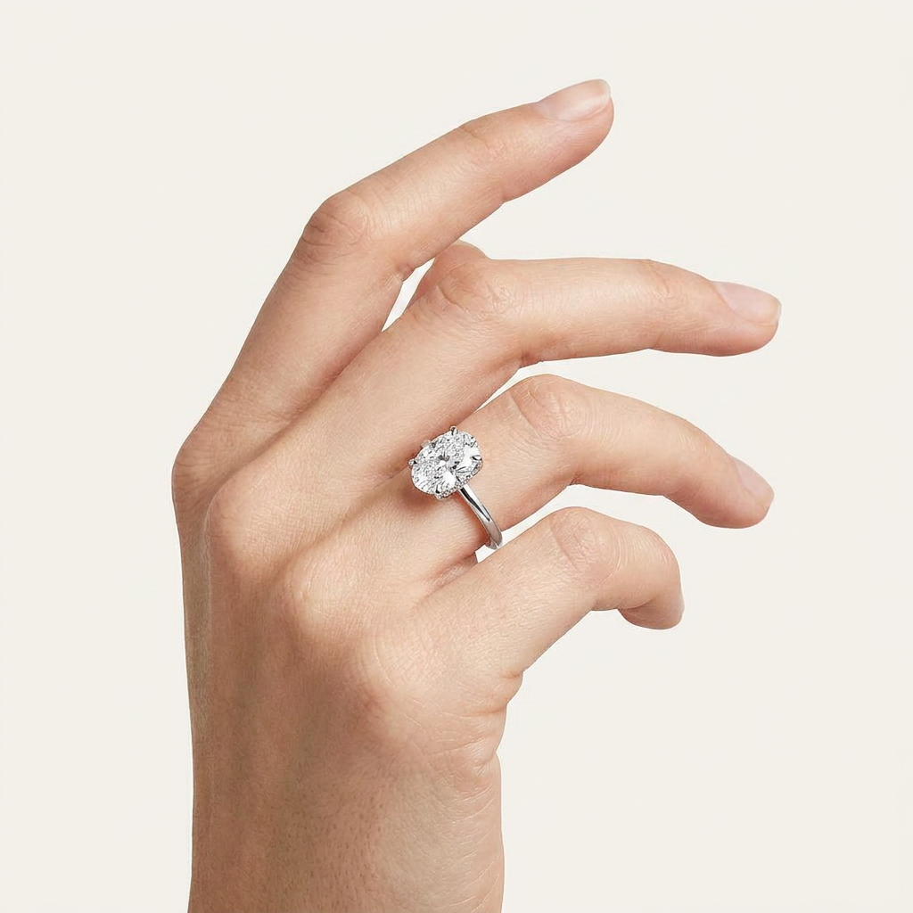 Moissanite 2.05 CT Oval Cut Diamond Solitaire Ring (V-Gothic)