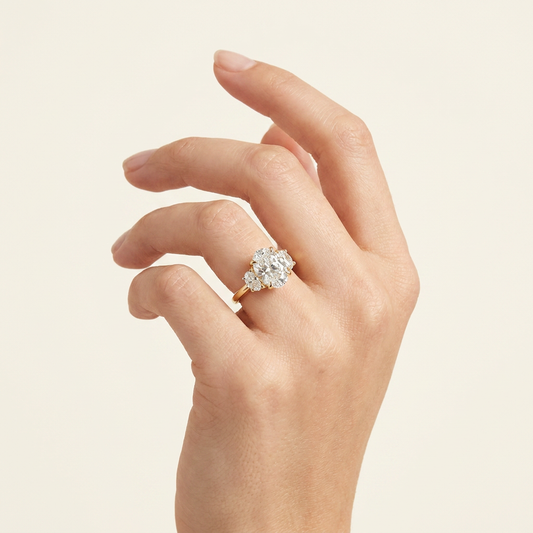 Moissanite 5.00 CT Oval Cut Diamond Three Stone Ring