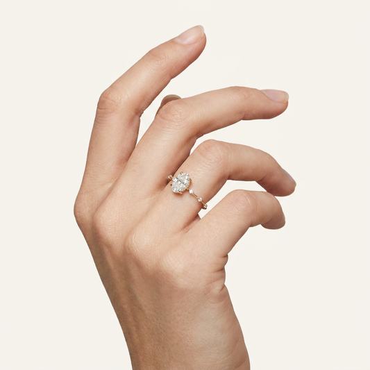 Moissanite 2.80 CT Oval & Round Cut Diamond Solitaire Ring