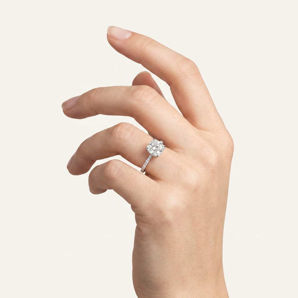 Moissanite 2.50 CT Cushion & Round Cut Diamond Solitaire Ring (V-Artdeco)
