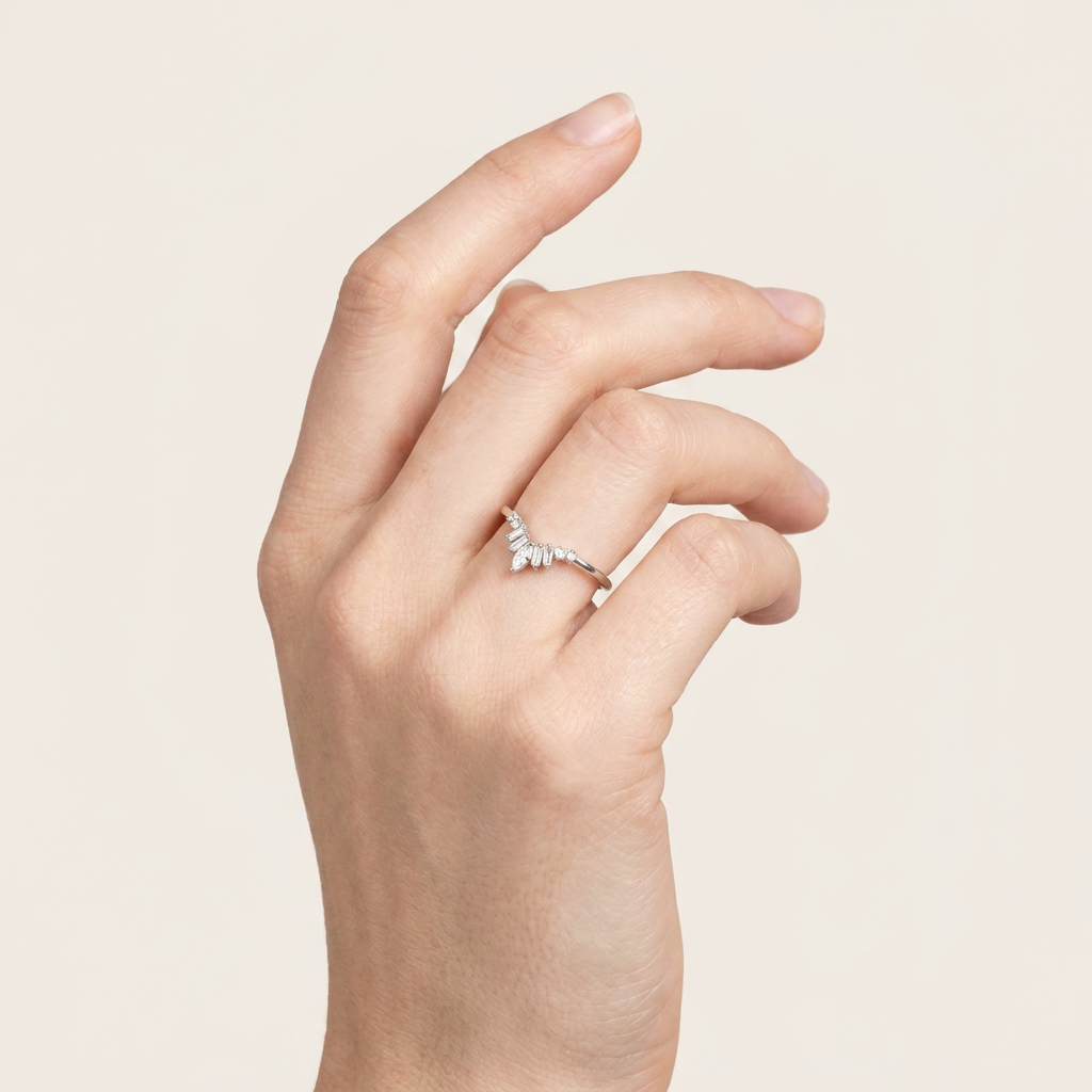 Moissanite 0.20 CT Marquise & Baguette Cut Diamond Ring