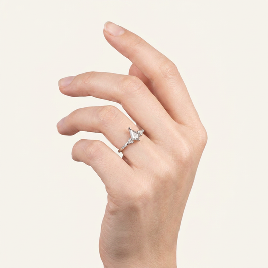 1.50 CT Kite & Round Cut Salt and Pepper Diamond Cluster Ring