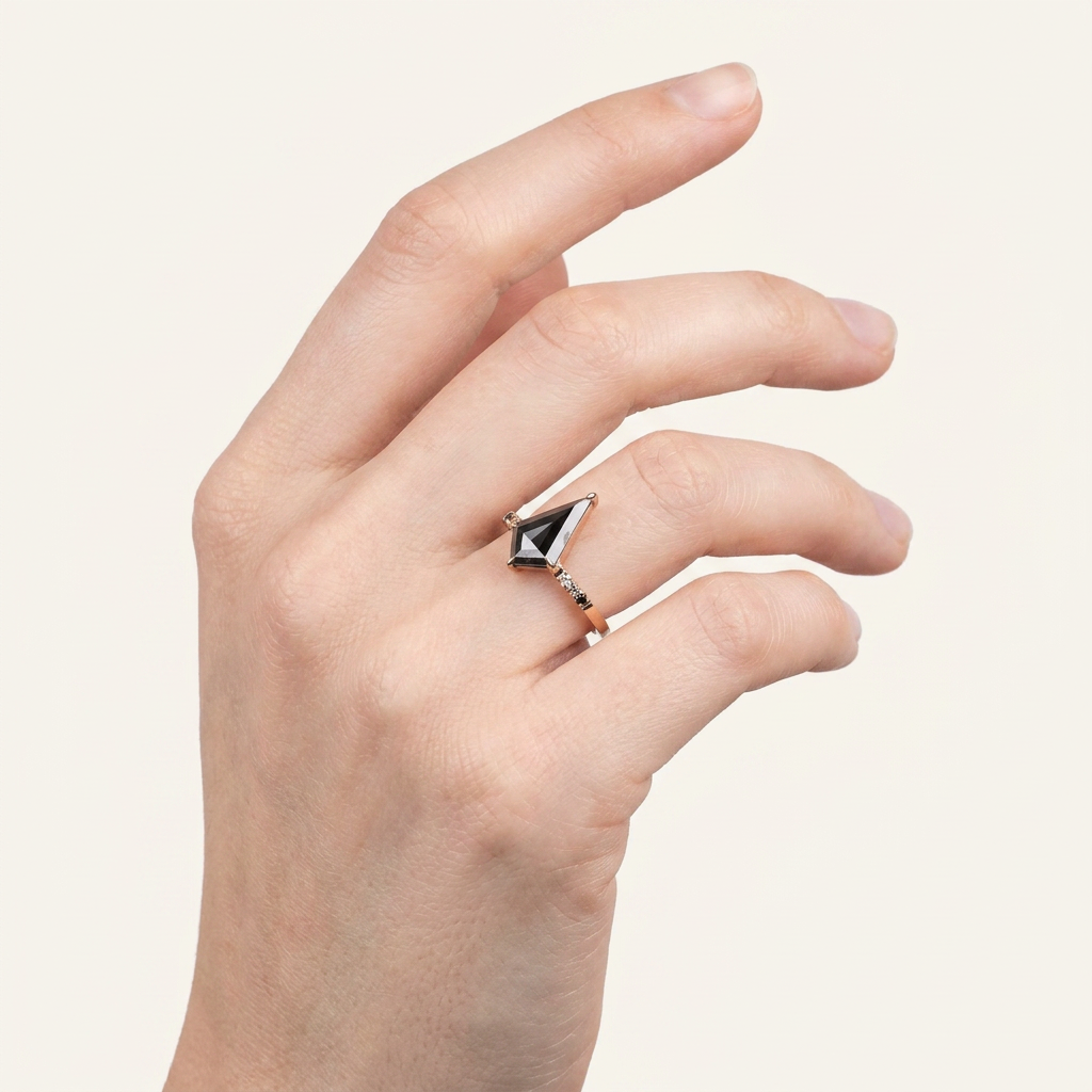 1.90 CT Kite Cut Salt and Pepper Diamond Solitaire Ring