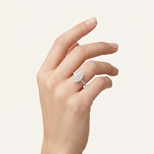 Moissanite 3.50 CT Oval & Round Cut Diamond Solitaire Ring (V-Gothic)