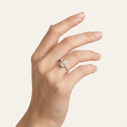 Moissanite 2.50 CT Pear Cut Diamond Solitaire Ring (V-Artnouveau)
